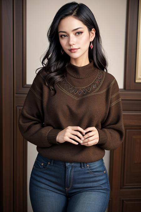 03128-779704954-((Masterpiece, best quality,edgQuality)), smug,smirk,standing,posing for a picture_edgPO, a woman wearing a brown sweater and je.png